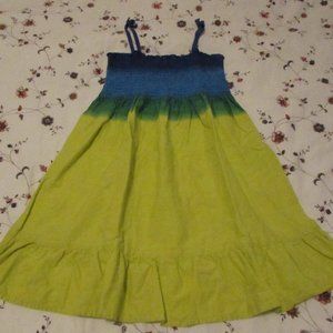OshKosh B'Gosh Blue/Green/Yellow Smocked Sleeveless Summer Dress for Girls